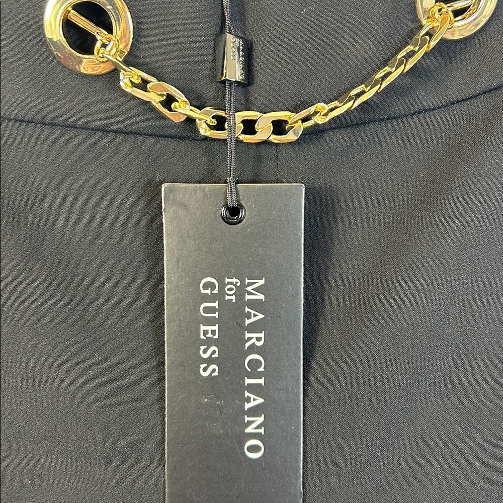 Marciano Black Wide leg Pants Gold Chain Accent Size Large UK 44 New Side Zip - Picture 3 of 6